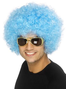 1970s Unisex Funky Afro Crazy Clown Wig - Blue